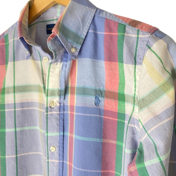 Ralph Lauren Classic Fit Madras Plaid Button Down Shirt Sz M - Picture 3 of 9